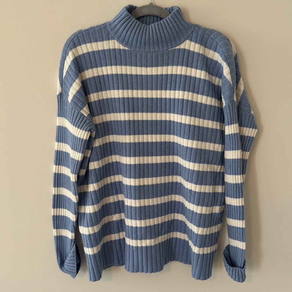 Loft Blue and White Striped Sweater